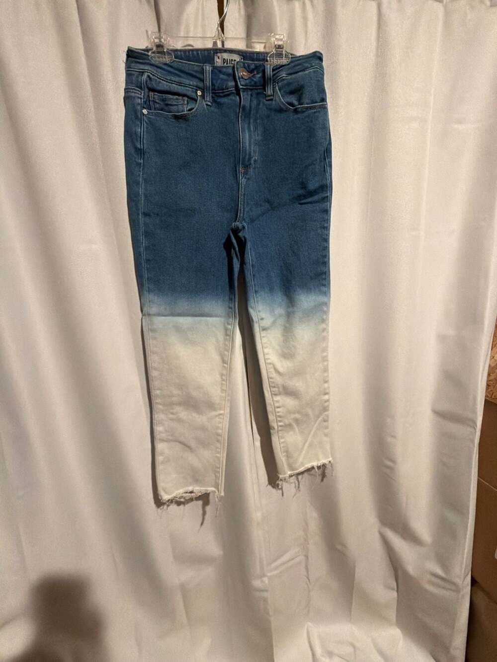 PAIGE Hoxton Slim Ombre Raw Hem Ankle Jeans Size 29